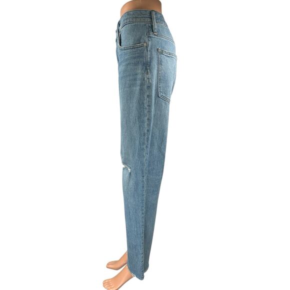 Madewell The Perfect Vintage Blue High Rise Distressed Straight Denim Jeans 32 - Picture 2 of 5